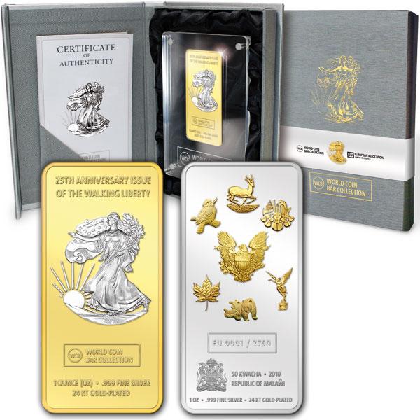 World Coin Bar 2010 Малави СВОБОДА  Ag/Au BOX RAR