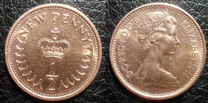 Великобритания 1/2 пенни 1976 km#919