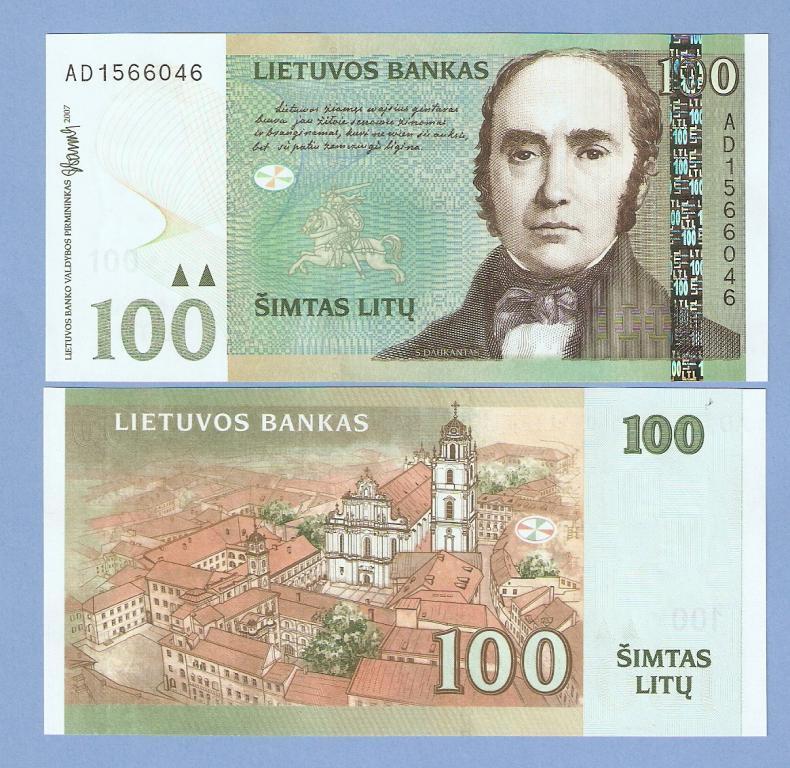 100 лит литва 2007 UNC пресс
