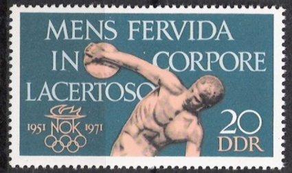 ГДР 1971  1660 ** спорт Олимпиада дискобол