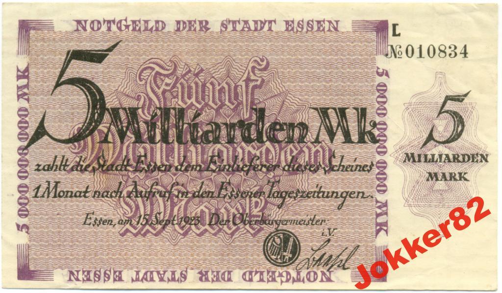 Германия Эссен 5 миллиардов марок 1923 89.5105
