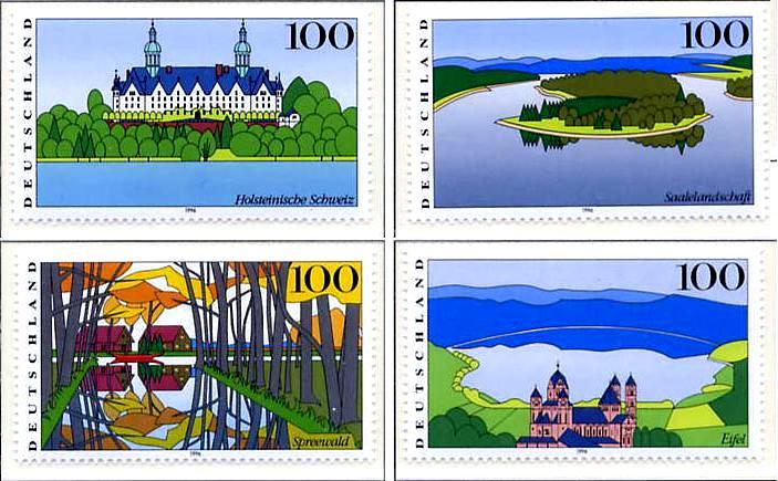 ФРГ 1996 Mi 1849/52 ** виды и ландшафты вып4