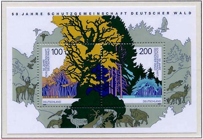 ФРГ 1997 Mi 38 блок ** фауна лес