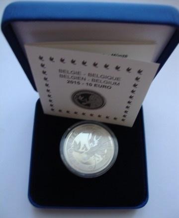 Бельгия 10 евро 2015 70 лет мира в Европе Мировая война СЕРЕБРО