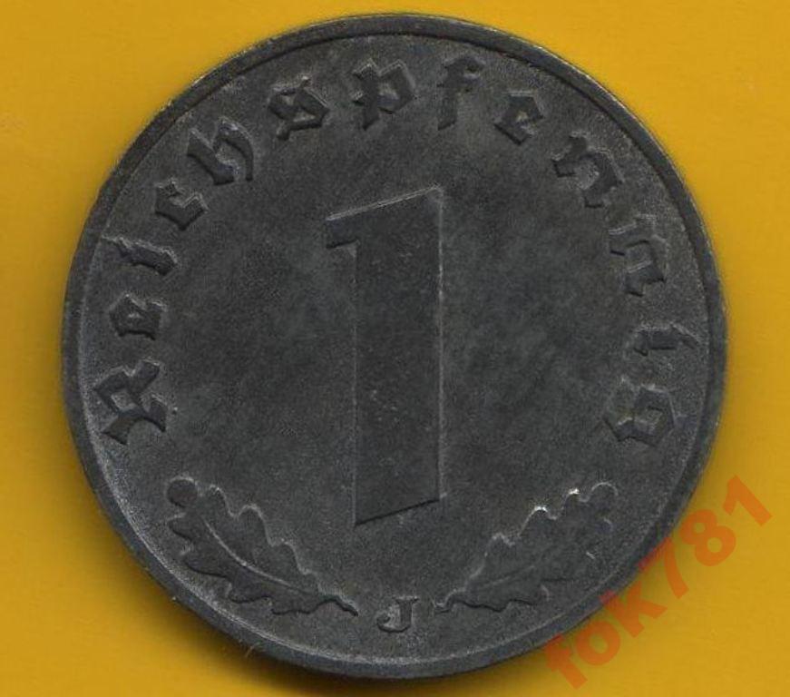 ГЕРМАНИЯ  1 ПФЕНИНГ 1942 ГОД J №6