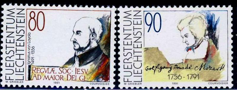 Лихтенштейн 1991  Mi 1013/14 ** Лойола Моцарт муз