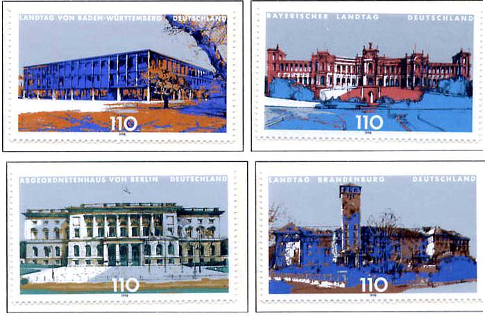 ФРГ 1998 Mi 1974/77 ** парламенты земель вып1