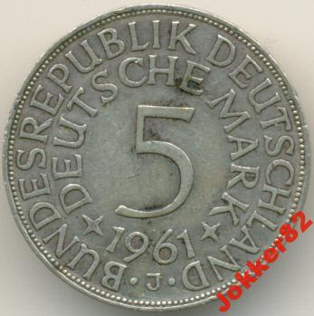 ФРГ 5 марок 1961 J 100.71.05