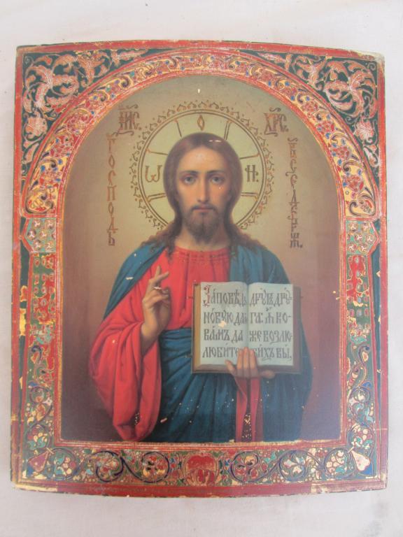 ОСЛЕПИТЕЛЬНЫЙ СПАСИТЕЛЬ,19 В!ЗОЛОТО,ЭМАЛИ! 31Х26СМ ИКОНА ШЕДЕВР