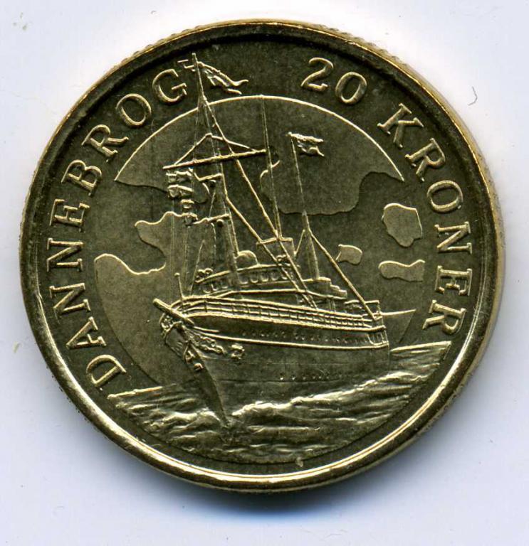 20 крон - Дания - 2008 - Dannebrog - Корабль
