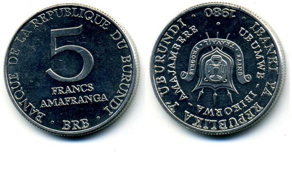5 франков - Бурунди - 1980   UNC