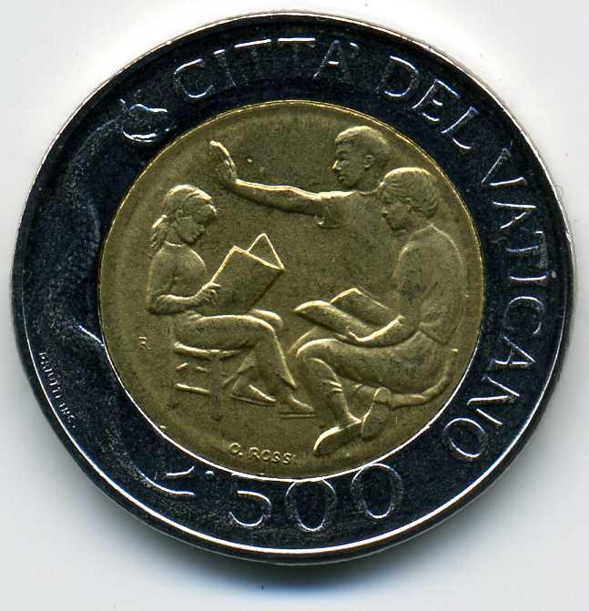 500 лир - Ватикан - 1996 - биметалл