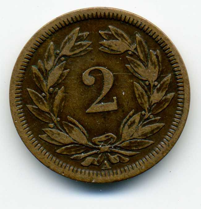 2 раппена - Швейцария - 1850