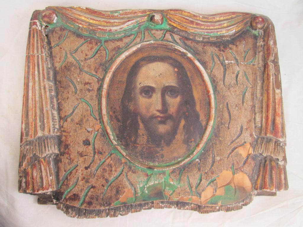 СПАС НЕРУКОТВОРНЫЙ,ЗОЛОТО,РЕЗЬБА ! 18 ВЕК ! ИКОНА ШЕДЕВР