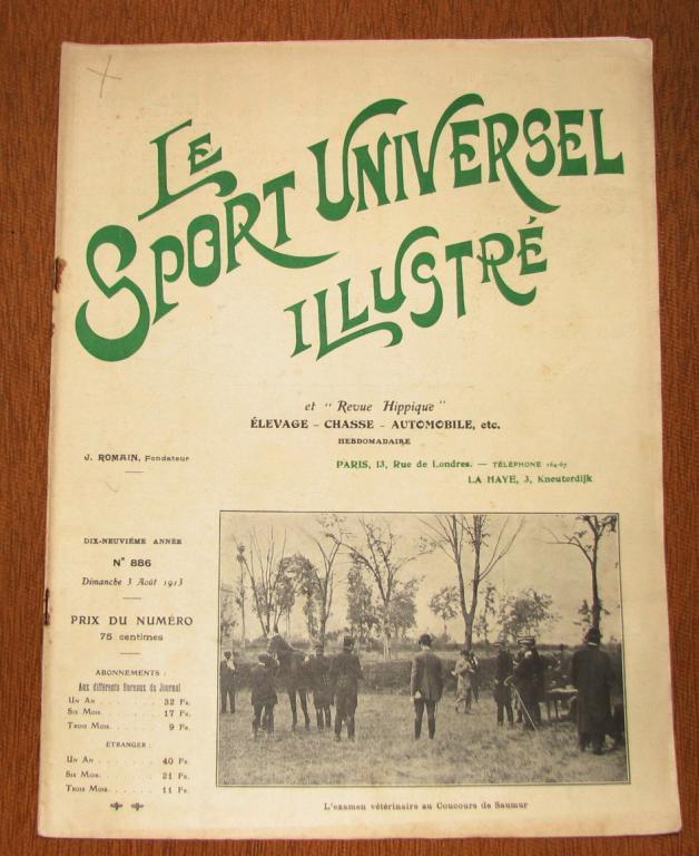 Le Sport Universel Illustre N886  3 августа 1913