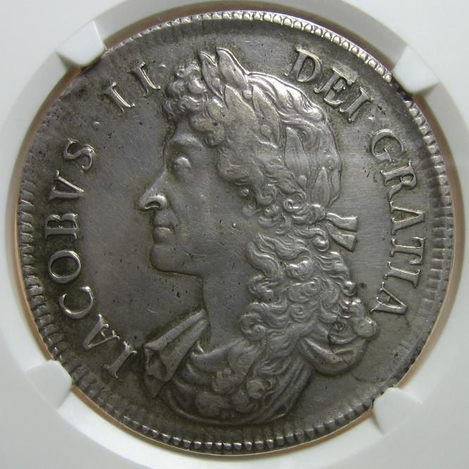 АНГЛИЯ КРОНА 1687 г. ЯКОВ II XF 45