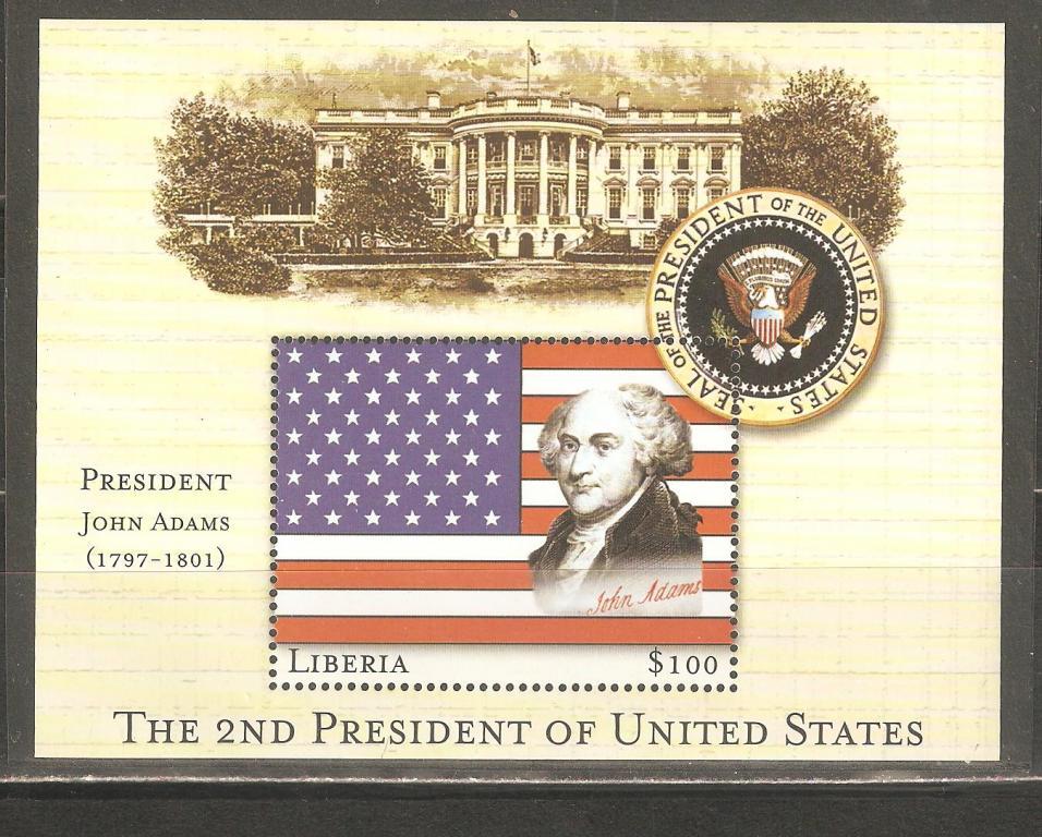 Л650.Либерия.Президент США Джон Адамс.2-й президен