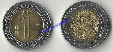 1 песо 2012 г.  МЕКСИКА