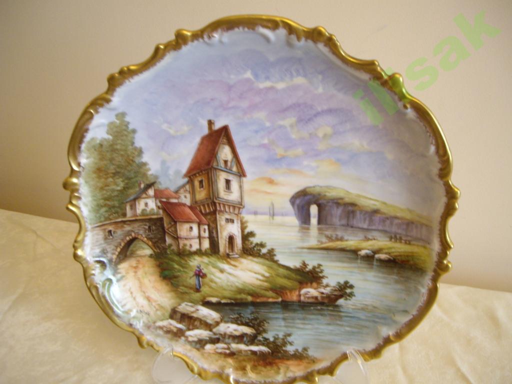 Тарелка декоративная Лимож живопись 1890-1920 гг,32 см