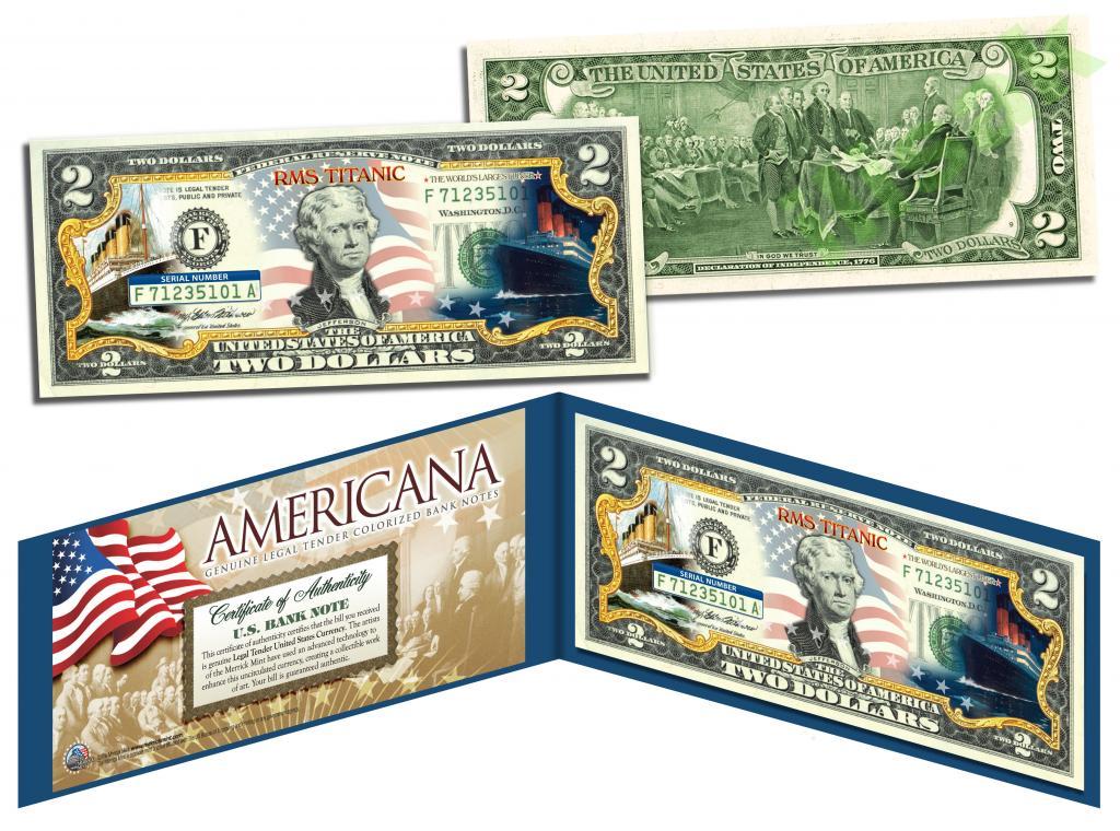2 доллара США,Титаник (вар №4),цветная