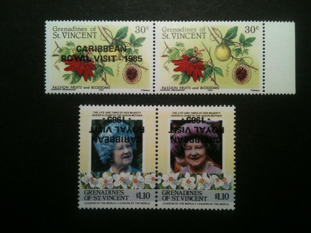 Гр. Сент-Винсента, 1985, MNH, разновид. надпечаток