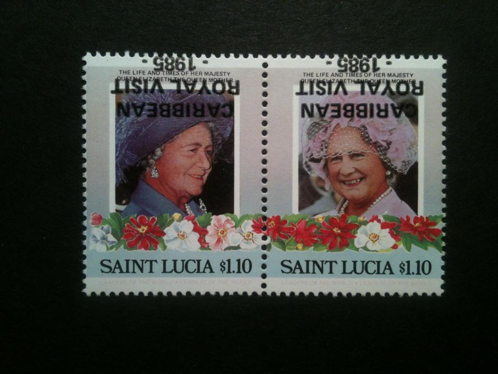 Сент-Люсия, 1985, MNH, перевернутая надпечатка