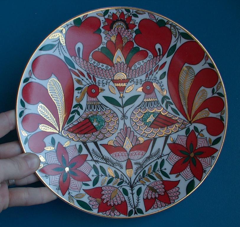 ТАРЕЛКА НАСТЕННАЯ ДЕКОРАТИВНАЯ РАЙСКИЕ ПТИЦЫ фарфор ЛФЗ