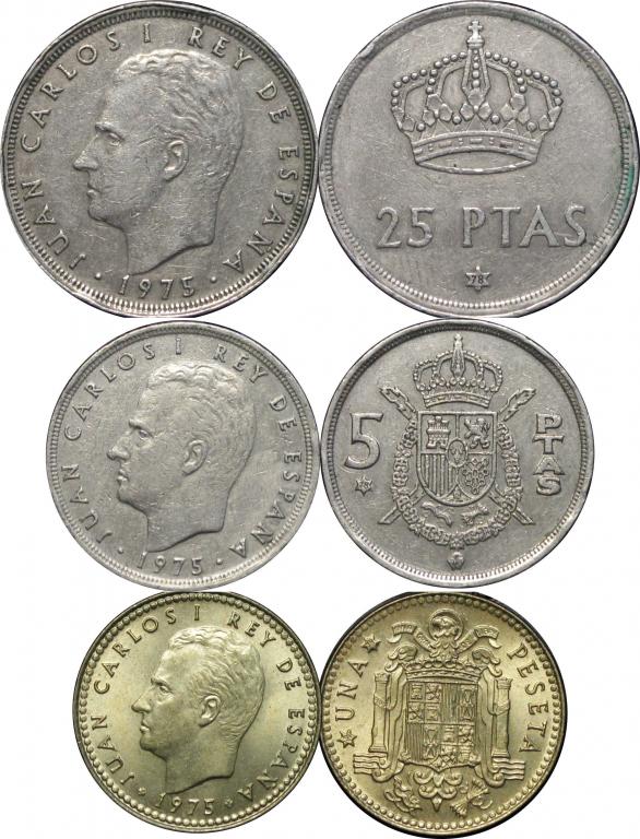1-5-25 песет 1975. Испания. 0550
