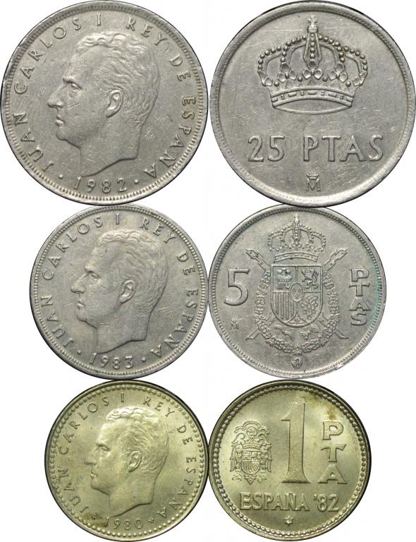 1-5-25 песет 1982-83. Испания. 0551