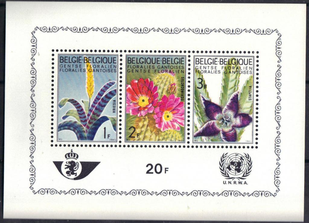 БЕЛЬГИЯ ФЛОРА ЦВЕТЫ БЛОК 1965 MNH**
