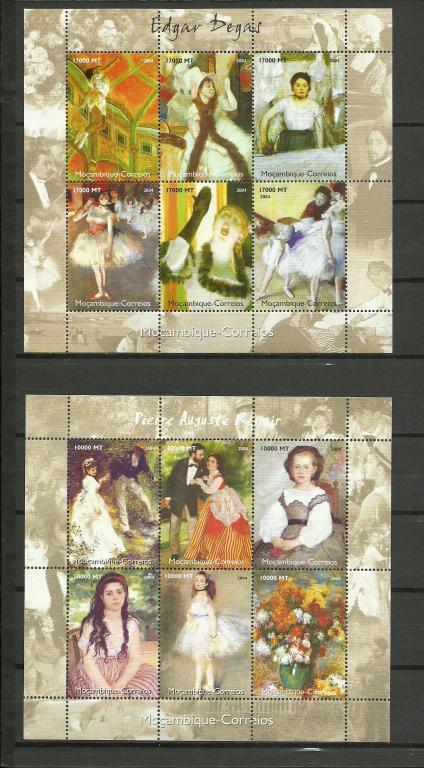 Мозамбик 2004 Импрессионисты 4 м/л, полный комплект