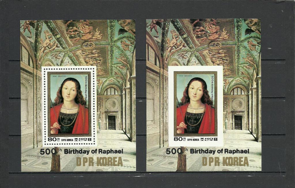КНДР 1983 Живопись Рафаэль, блоки с/з+б/з