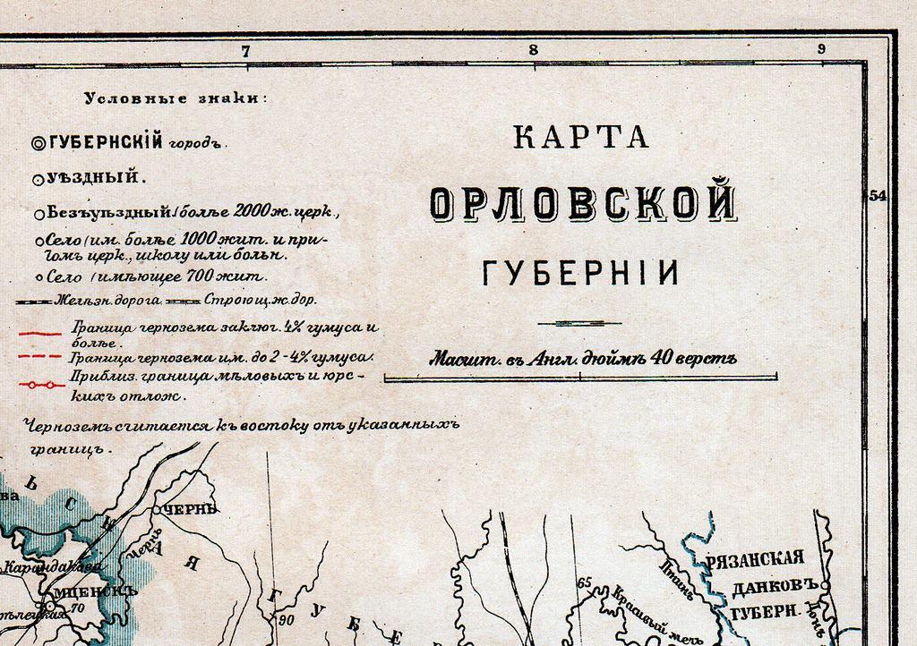 Карта орловской губернии 19 века