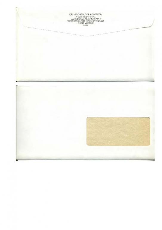 Конверт ориг. Колосков Вячеслав футбол ФИФА 2000