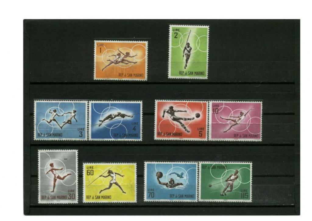 Марки Сан Марино олимпиада Токио 1964 серия 1