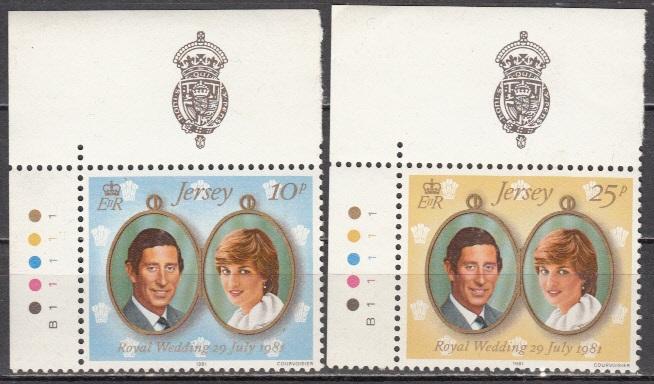 Джерси 1981 принц Чарльз и принцесса Диана Mi262-263 MNH **