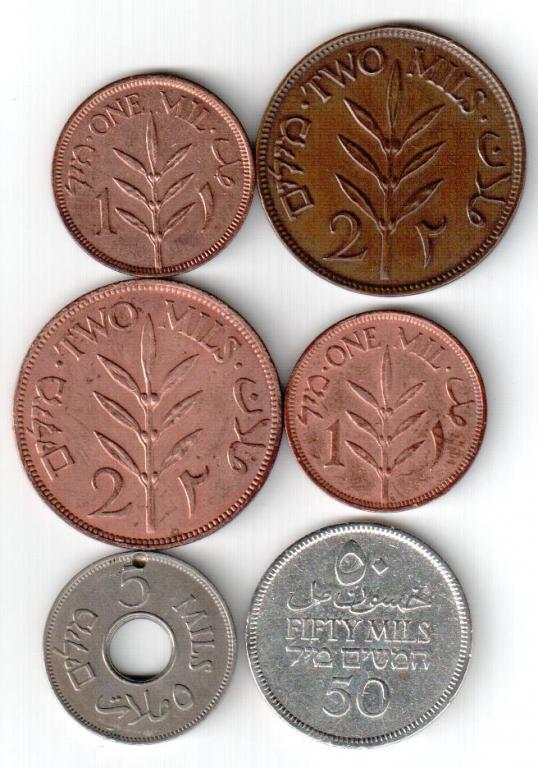 Палестина, набор из 6 монет, 1927-1942