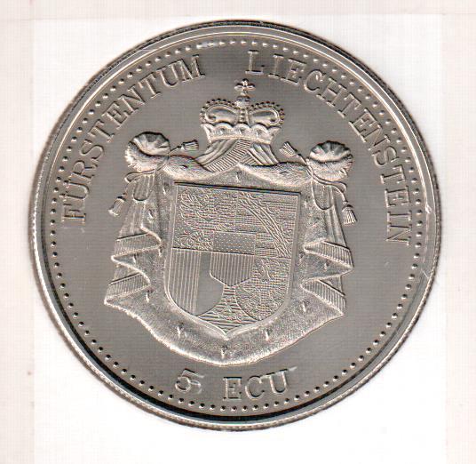 Лихтенштейн, 5 экю, серебро, 1995, Пруф
