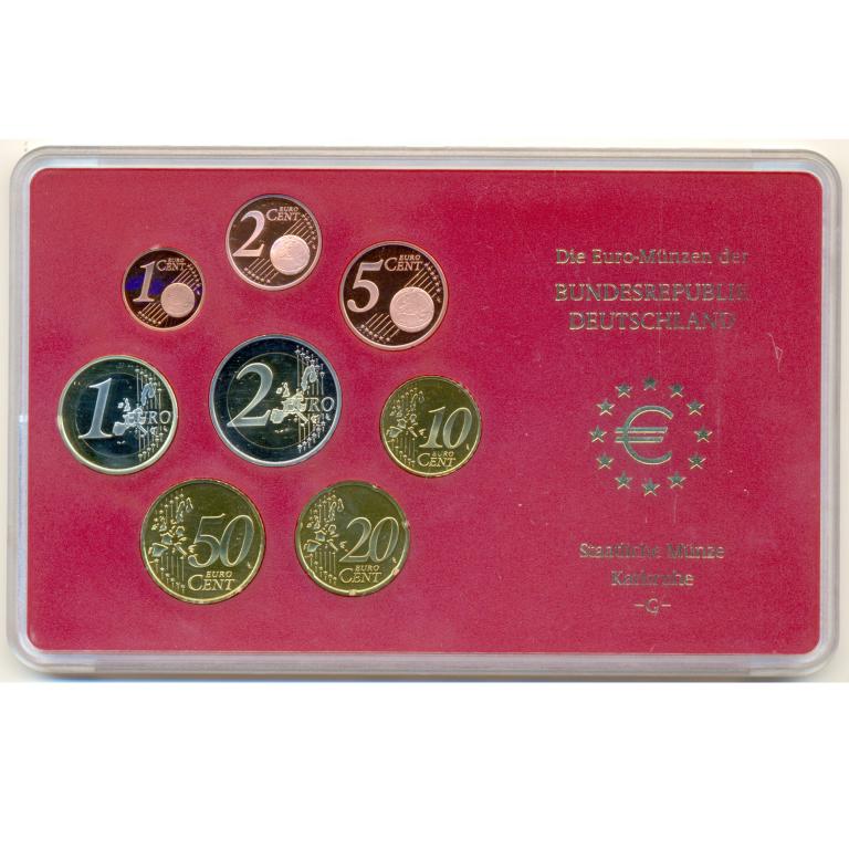 Комплект монет евро, Германия, 2002 год, двор G