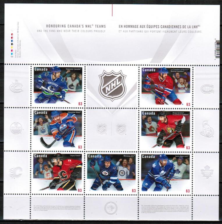 Канада 2013 Хоккей НХЛ NHL Спорт м/л** тиснение