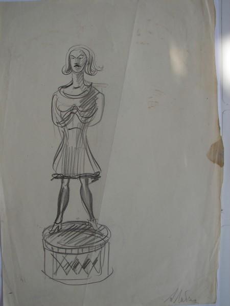 Лабас А.(1900-1983)Девочка на барабане.Набросок
