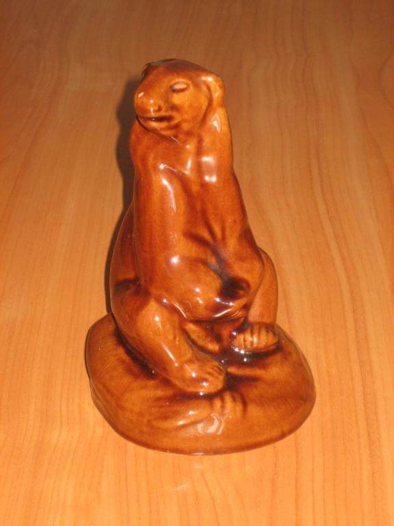 Медведь на рыбе Майолика Гжель 1960 Бессарабова К4 