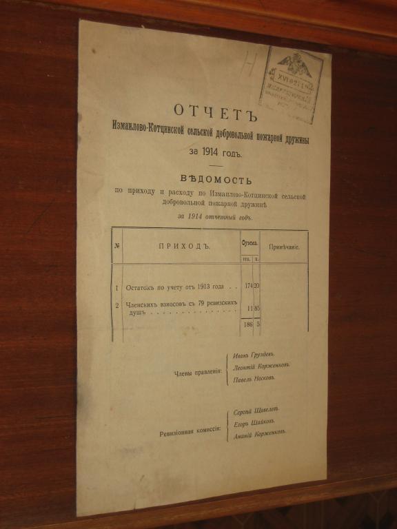 Измаилово Котцино Пожарная дружина 1914г Редкость! 