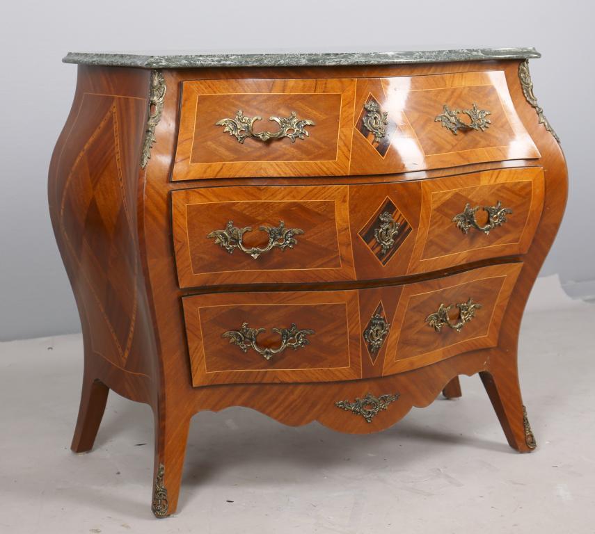 ТУМБА КОМОД РОКОКО ИНТАРСИЯ С МРАМОРОМ