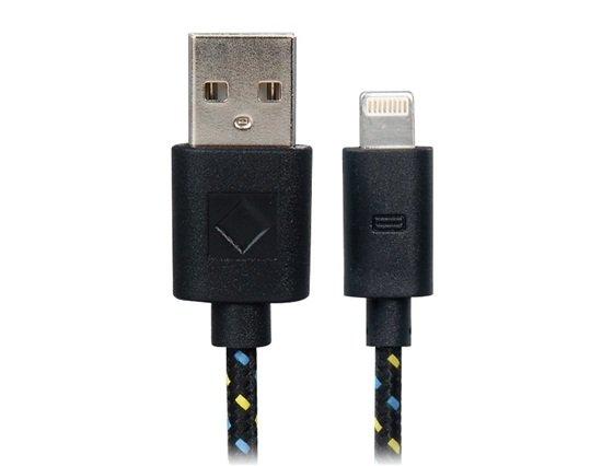 Тканный USB кабель для Iphone 5, iPad Mini, iPad 4 59B Черный 