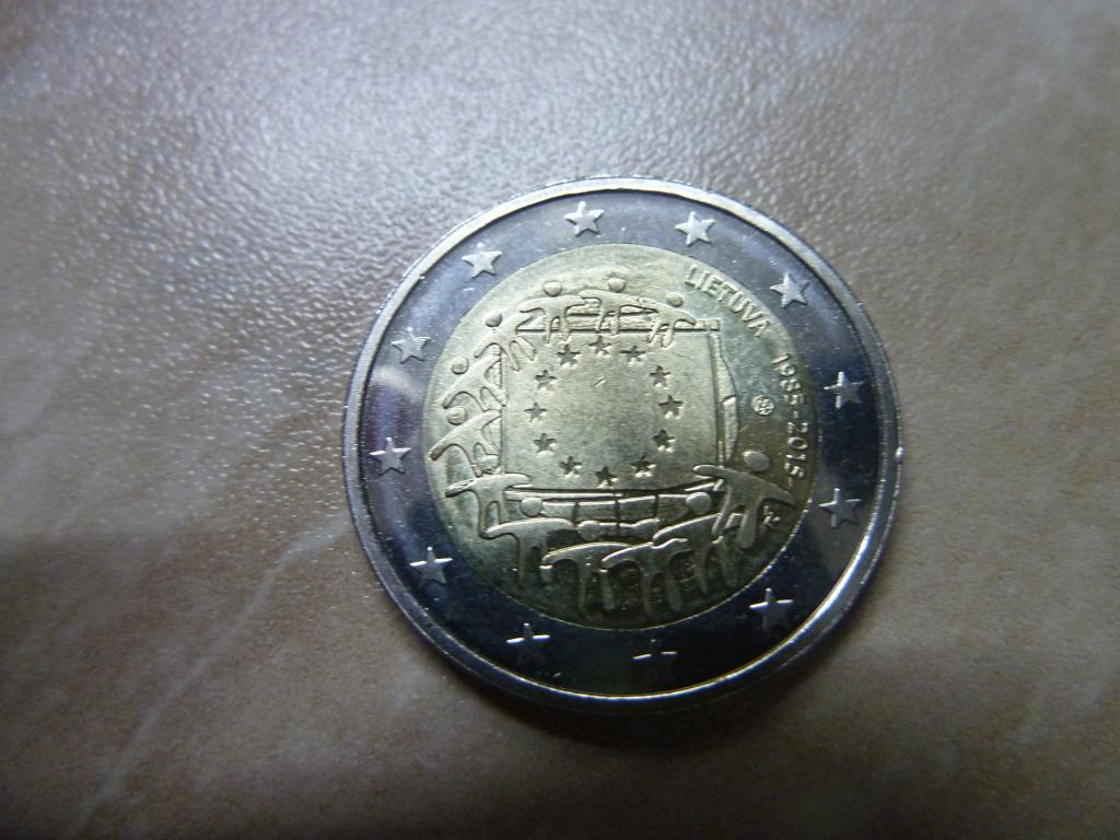 Литва 2 евро 2015, 30 лет флагу
