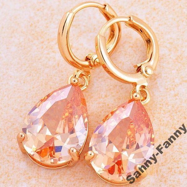 Серьги подвески, Капля. Real Gold Filled 14К