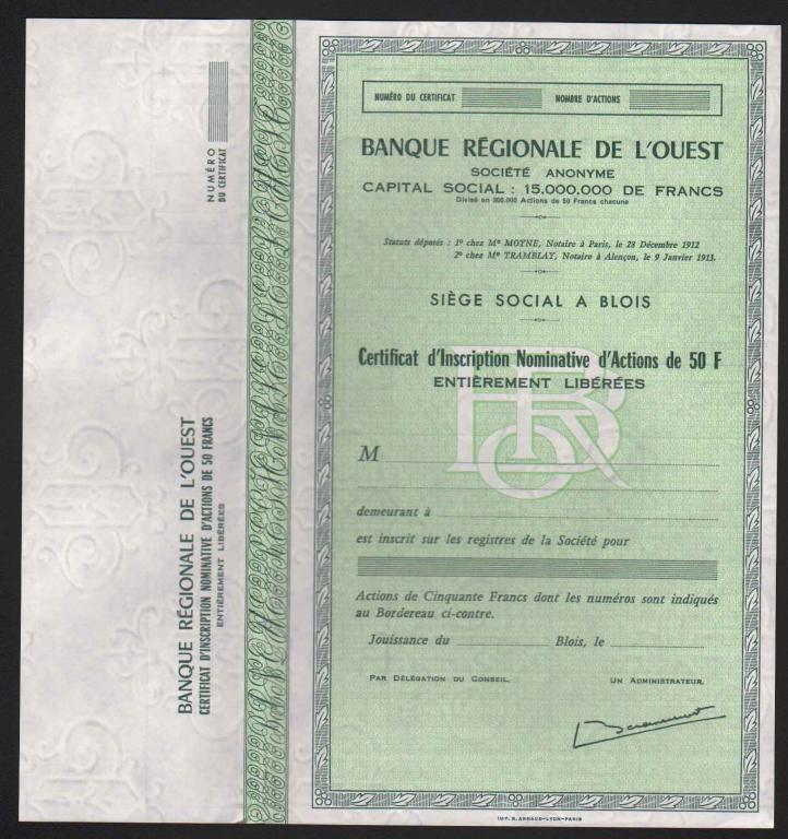Образец SPECIMEN Региональный Банк Запада 5 
