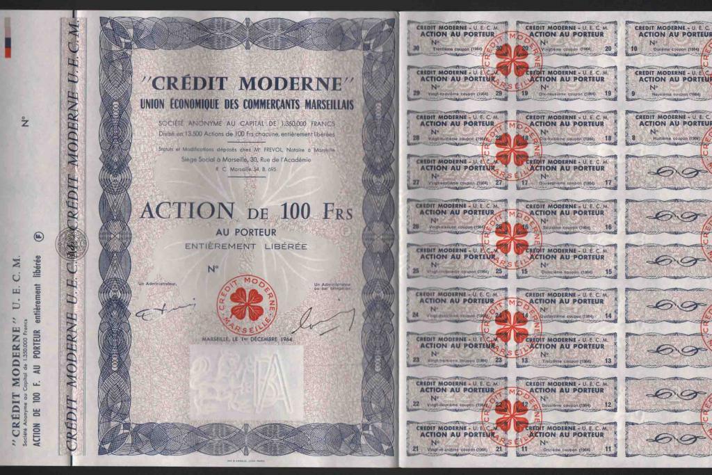 Образец SPECIMEN Банк кредит Марсель 1 