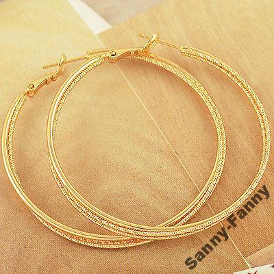 Серьги кольца. D - 45 мм. Real Gold Filled 14 К